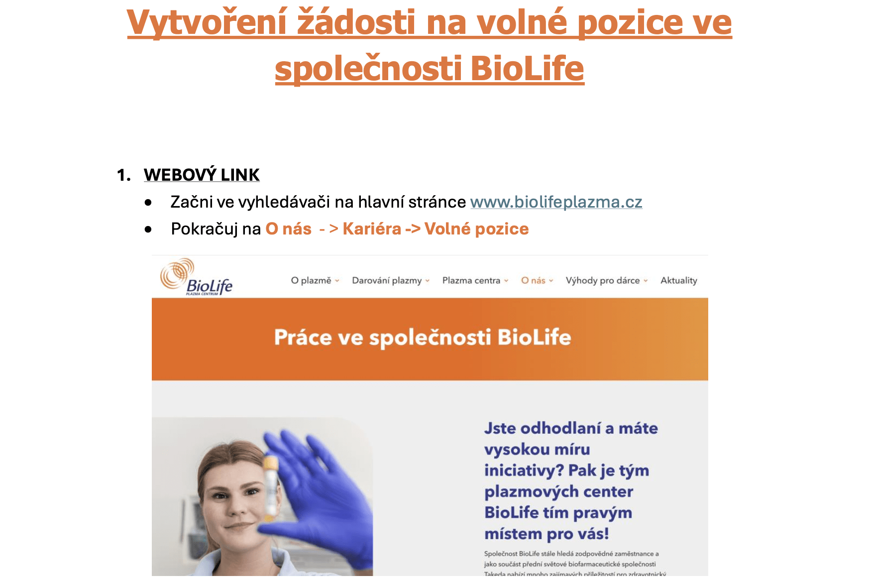 Jak vytvořit žádost na volnou pozici